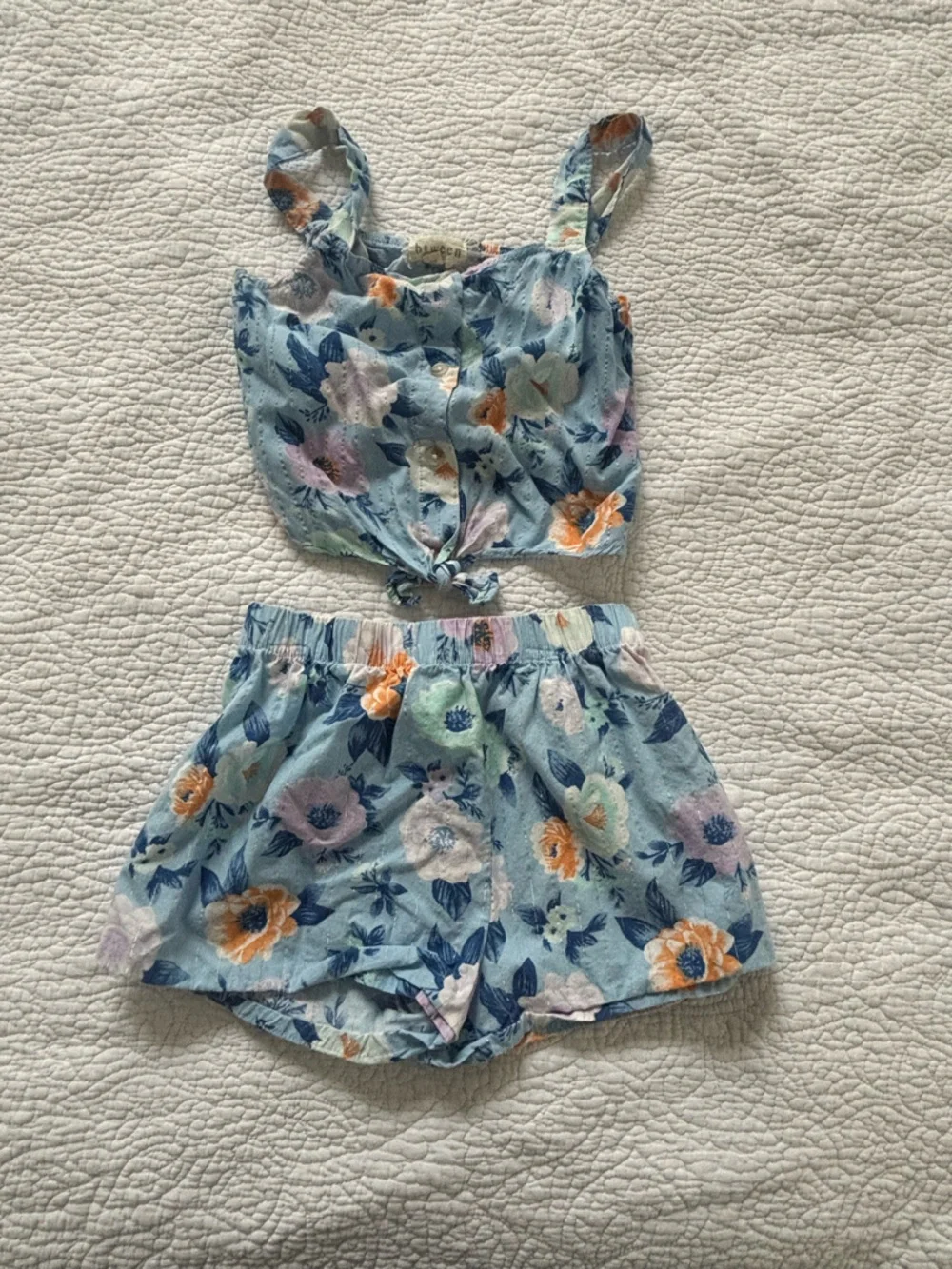 btween girls summer Sky Blue Floral two piece set - size 6. - Picture 1 of 4